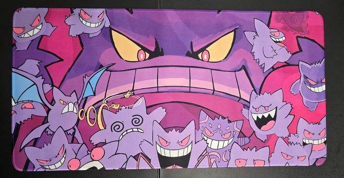 Gengar custom fan-art playmat — stitched-edge cloth TCG play mat, 23.6 x 11.8 in - SEIM COLLECTS