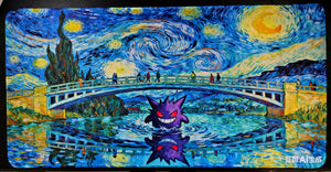 Gengar Starry Night bridge playmat, Van Gogh fan art (non-TCG) - SEIM COLLECTS