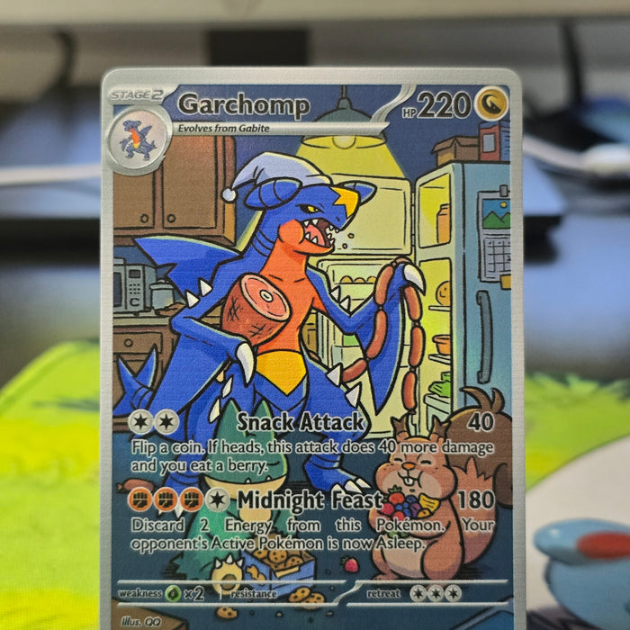 Garchomp Fan Art Card — Midnight Feast Snack Attack (Unofficial, Non-TCG)