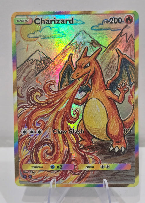 Charizard fan art card — hand-drawn rainbow holo custom card (non-TCG) - SEIM COLLECTS
