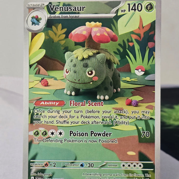 Venusaur fan art card — crochet plush (non-TCG) - SEIM COLLECTS