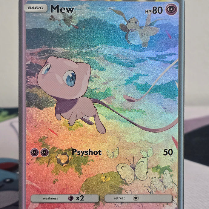 Mew Fan Art Card — Pastel Meadow (Unofficial, Non-TCG)