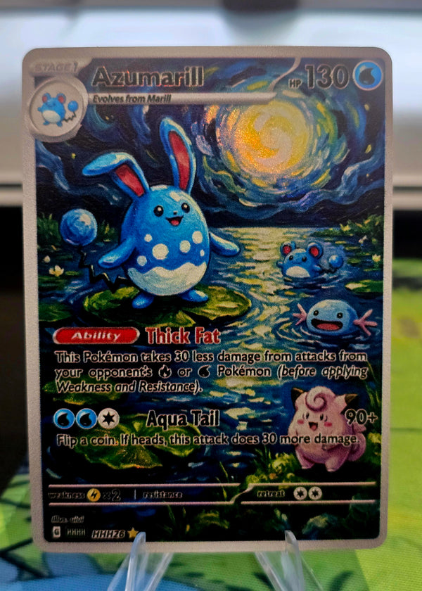 Azumarill fan art card — Van Gogh starry night (non-TCG) - SEIM COLLECTS