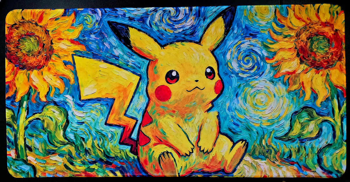 Pikachu Starry Night sunflowers playmat, Van Gogh fan art (non-TCG) - SEIM COLLECTS