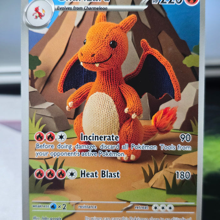 Charizard Fan Art Card — Crochet Plush (Unofficial, Non-TCG)