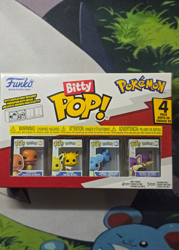 Funko Bitty Pop! Pokémon 4-Pack — Charmander, Jolteon, Lapras & Rattata — Mini Vinyl Figures