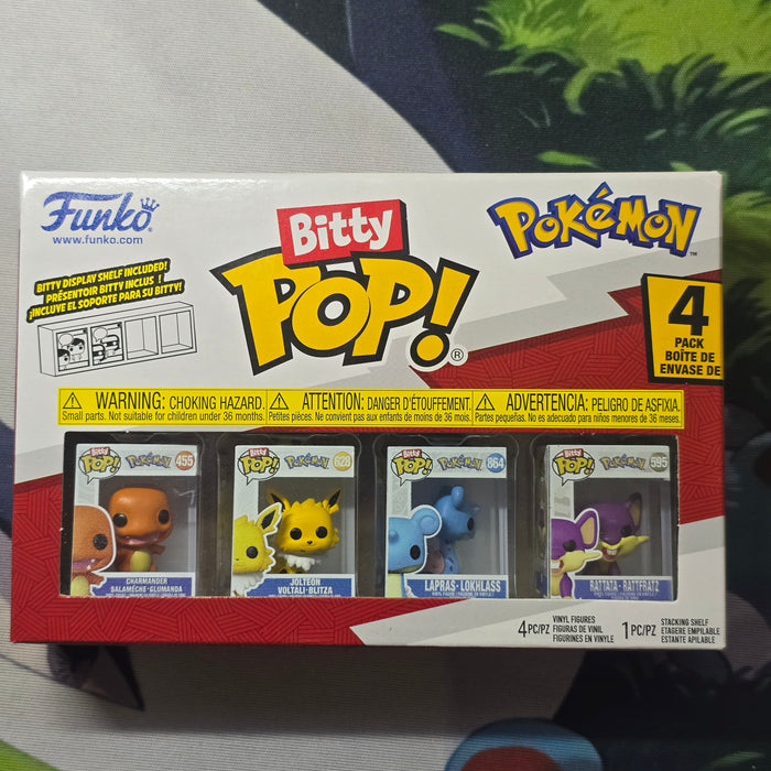 Funko Bitty Pop! Pokémon 4-Pack — Charmander, Jolteon, Lapras & Rattata — Mini Vinyl Figures