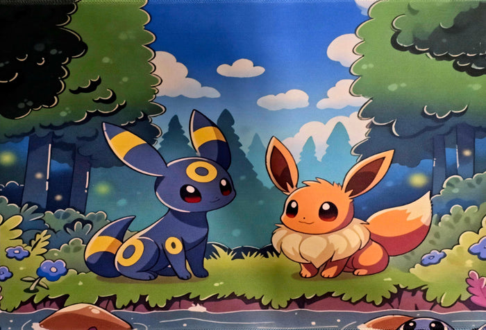 Umbreon & Eevee playmat — custom stitched-edge play mat 23.6x11.8 - SEIM COLLECTS