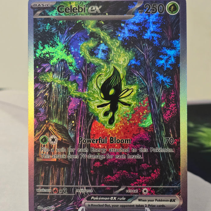 Celebi ex fan art card — neon forest (non-TCG) - SEIM COLLECTS