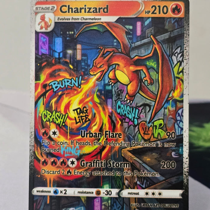 Charizard fan art card — street storm graffiti (non-TCG) - SEIM COLLECTS