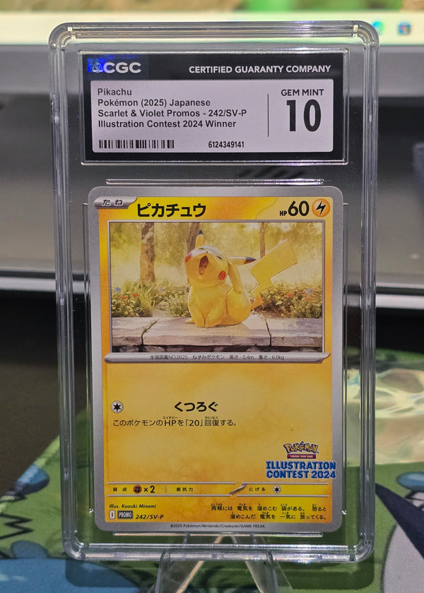 Pikachu #242/SV-P Illustration Contest 2024 CGC 10 Gem Mint graded slab - SEIM COLLECTS