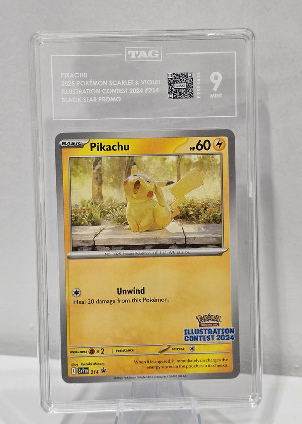 Pikachu #214 — Illustration Contest 2024 Black Star Promo — TAG 9 Mint