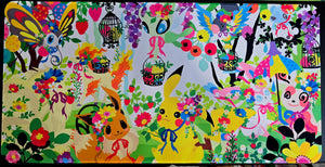 Pikachu & Eevee garden playmat — custom stitched-edge play mat 23.6x11.8 - SEIM COLLECTS