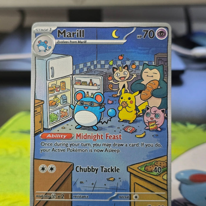 Marill Fan Art Card — Midnight Feast Kitchen Raid (Unofficial, Non-TCG)