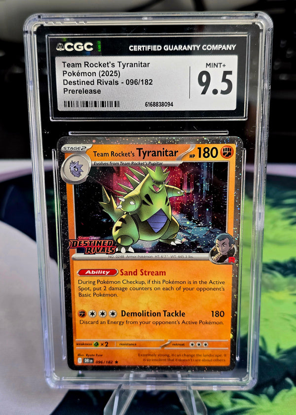 Team Rocket's Tyranitar 096/182 Destined Rivals Prerelease CGC 9.5 - SEIM COLLECTS