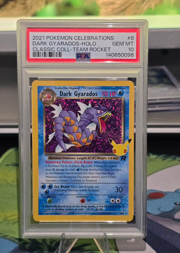 Dark Gyarados #8/82 Celebrations Classic Collection PSA 10 Gem Mint graded slab - SEIM COLLECTS