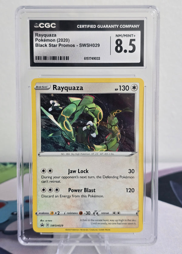 Rayquaza #SWSH029 — Sword & Shield Black Star Promo — CGC 8.5 NM-Mint+