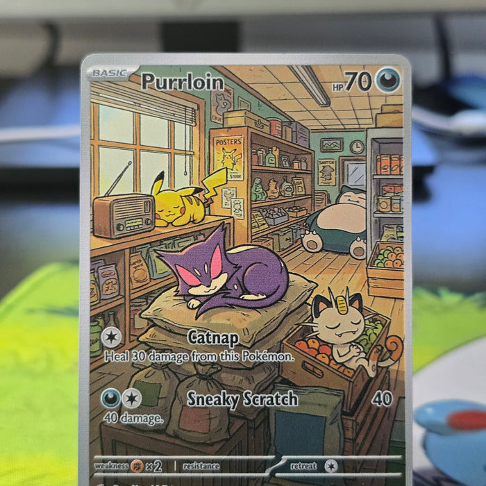 Purrloin Fan Art Card — Sleepy General Store Catnap (Unofficial, Non-TCG)