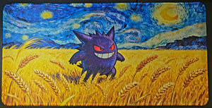 Gengar Wheat Field Starry Night Playmat — Custom Stitched-Edge Play Mat (23.6" × 11.8")