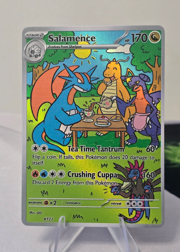 Salamence fan art card — dragon tea party (non-TCG) - SEIM COLLECTS