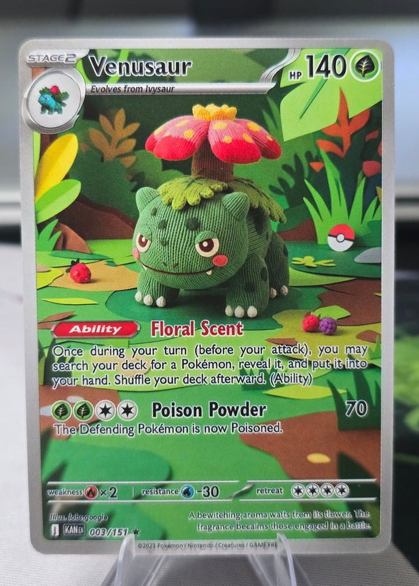 Venusaur Fan Art Card — Crochet Plush (Unofficial, Non-TCG)