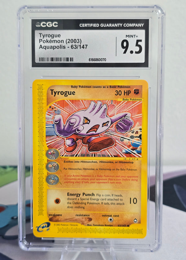 2003 Tyrogue #63/147 — Aquapolis — CGC 9.5 Mint+ (Pop 4)