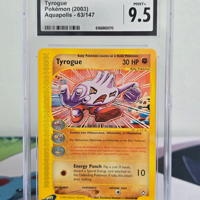 2003 Tyrogue #63/147 — Aquapolis — CGC 9.5 Mint+ (Pop 4)