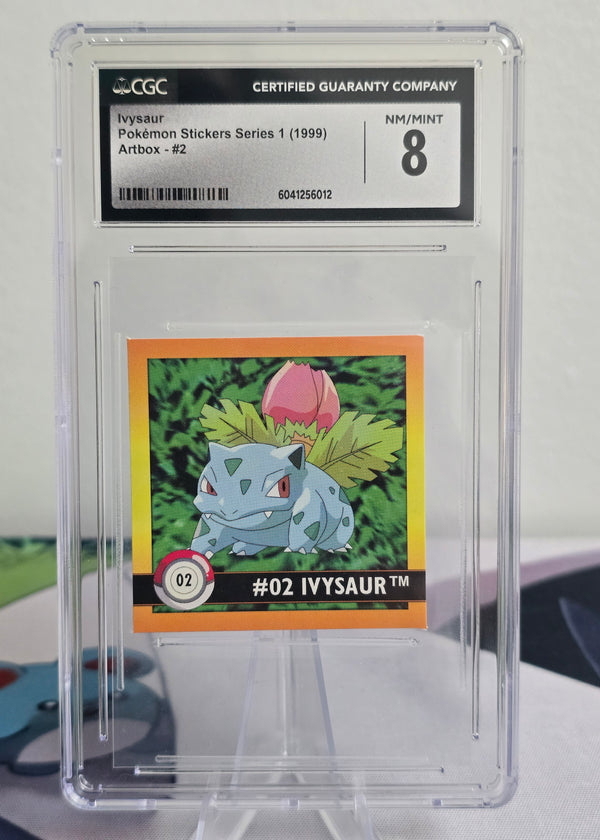 1999 Ivysaur #2 — Artbox Pokémon Stickers Series 1 — CGC 8 NM-Mint