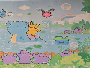 Quagsire & Ditto Pond Playmat — Custom Stitched-Edge Play Mat (23.6" × 11.8")