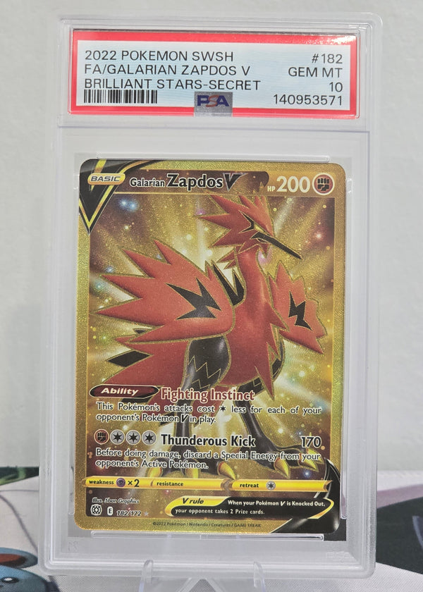 Galarian Zapdos V Full Art 182/172 Brilliant Stars PSA 10 - SEIM COLLECTS