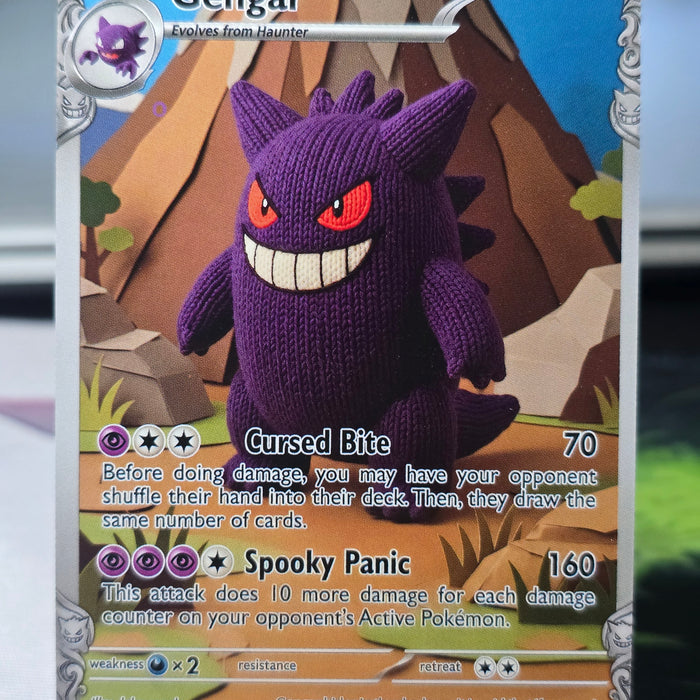Gengar Fan Art Card — Crochet Plush (Unofficial, Non-TCG)
