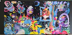 Pikachu Night Carnival Playmat — Custom Stitched-Edge Play Mat (23.6" × 11.8")