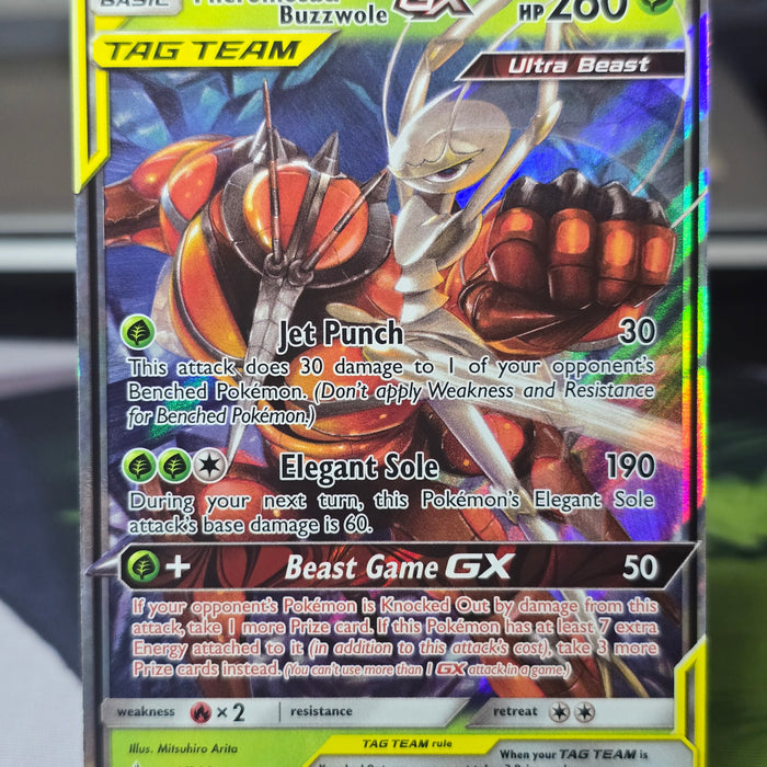 Pokémon TCG: Pheromosa & Buzzwole GX #1/214 — Unbroken Bonds SM10 (2019) — Raw, Near Mint