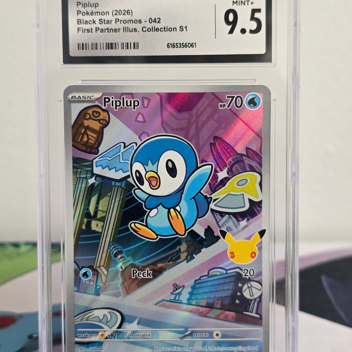 Piplup #042 — First Partner Illustration Collection Promo — CGC 9.5 Mint+