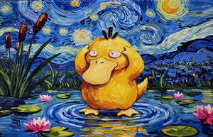 Psyduck Playmat — Starry Night Style