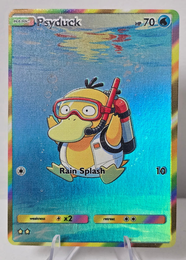 Psyduck fan art card — hand-drawn rainbow holo (non-TCG) - SEIM COLLECTS