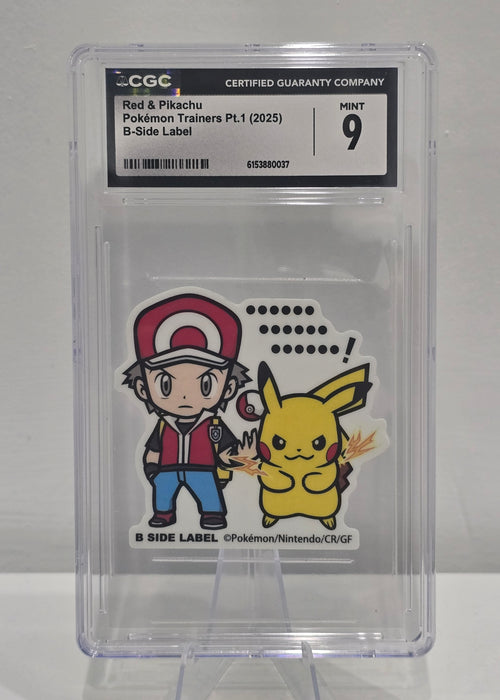 Red & Pikachu — Pokémon Trainers Pt.1 B-Side Label (2025) — CGC 9 Mint | Graded Pokémon Sticker - SEIM COLLECTS