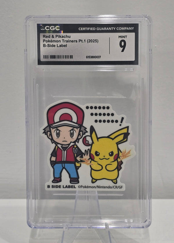 Red & Pikachu — Pokémon Trainers Pt.1 B-Side Label (2025) — CGC 9 Mint | Graded Pokémon Sticker - SEIM COLLECTS