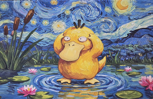 Psyduck Playmat — Japanese Fish Market Style (Unofficial, Non-TCG)
