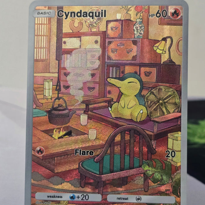 Cyndaquil fan art card — cozy room (non-TCG) - SEIM COLLECTS