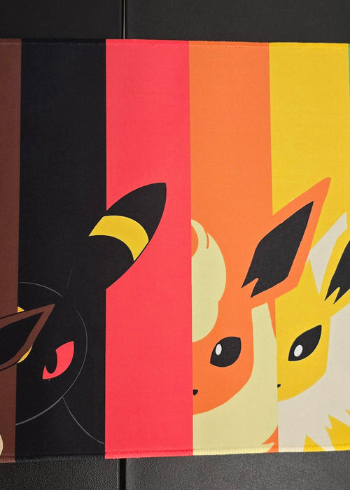 Eeveelutions custom fan-art playmat — stitched-edge cloth TCG play mat, 23.6 x 11.8 in - SEIM COLLECTS