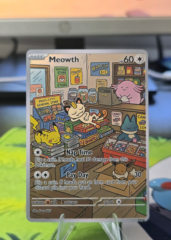 Meowth Fan Art Card — Nap Time Vintage General Store (Unofficial, Non-TCG)