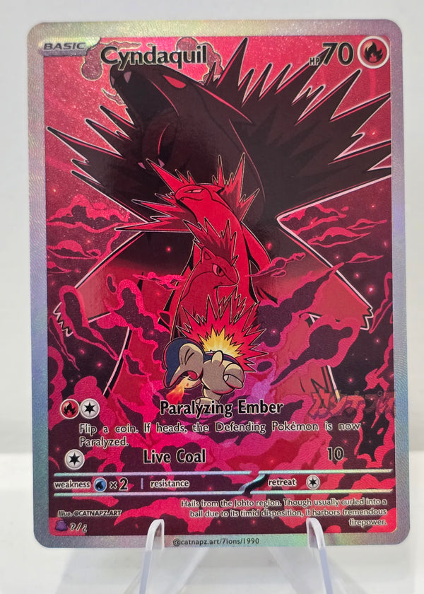 Cyndaquil Fan Art Card — Evolution Line Holo (Unofficial, Non-TCG)