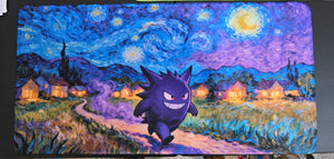 Gengar Starry Night Playmat — Custom Stitched-Edge Play Mat (23.6" × 11.8")