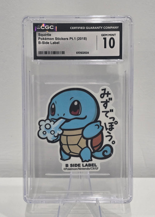 Squirtle — Pokémon Stickers Pt.1 B-Side Label (2018) — CGC 10 Gem Mint | Graded Pokémon Sticker - SEIM COLLECTS