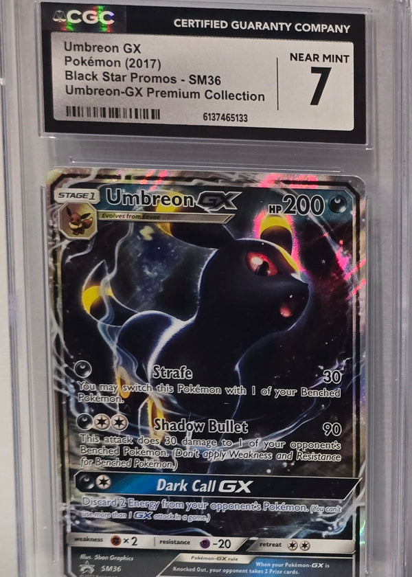 Umbreon GX #SM36 SM Black Star Promo CGC 7 Near Mint graded slab - SEIM COLLECTS