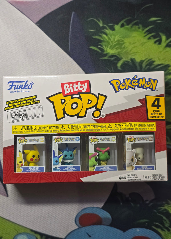 Funko Bitty Pop! Pokémon 4-Pack — Pikachu, Vaporeon, Caterpie & Cubone — Mini Vinyl Figures