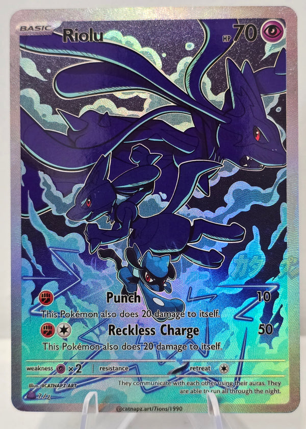 Riolu Fan Art Card — Evolution Line Holo (Unofficial, Non-TCG)