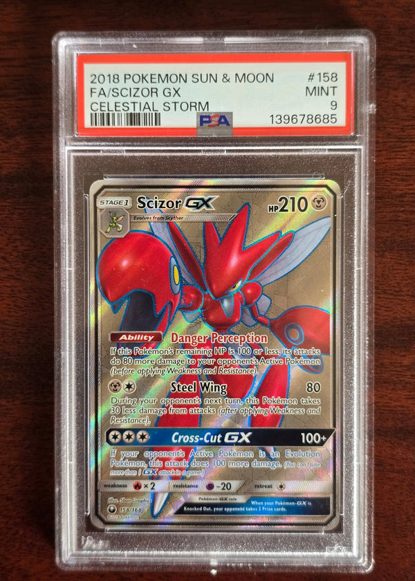 Scizor GX 158/168 Full Art — Celestial Storm (2018) — PSA 9 Mint - SEIM COLLECTS