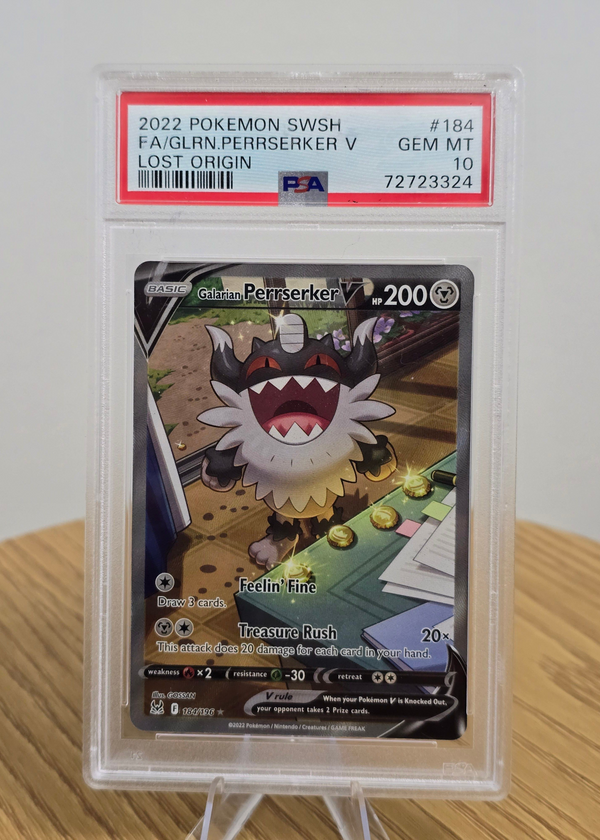 Galarian Perrserker V #184/196 Alternate Full Art — Lost Origin (2022) — PSA 10 Gem Mint